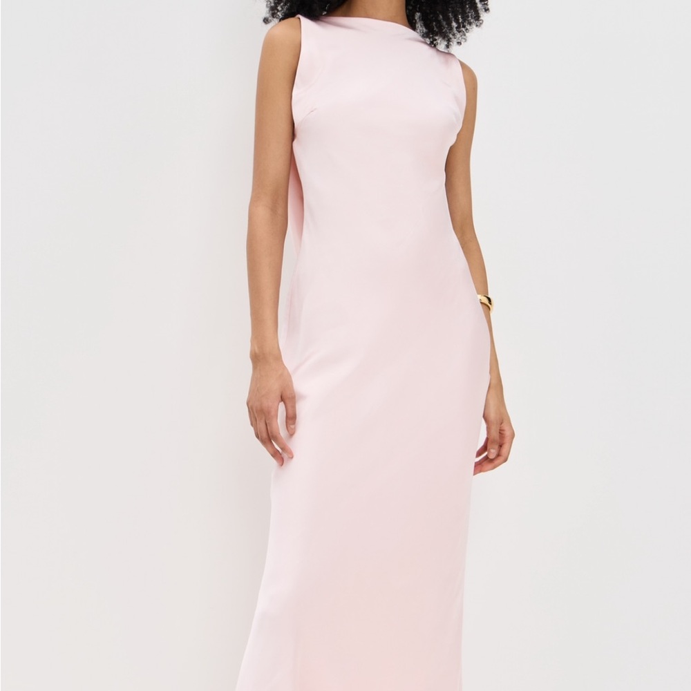 Pink Sheath Maxi Dress with Bateau Neckline